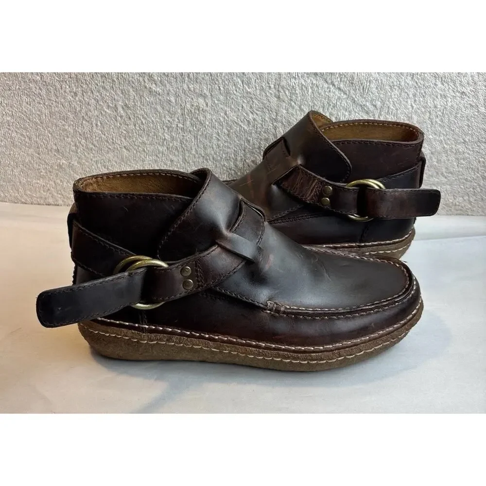 POLO Ralph Lauren Men's LEATHER RING BOOTS MOCCASINS Shoes Brown sz 8.5 D